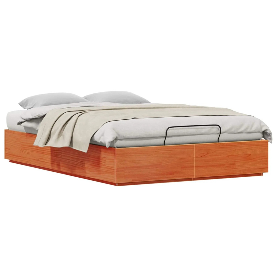 vidaXL Ottoman Bettgestell aus Kiefernholz in Wachsbraun, B/T/H: 140 x 190 x 141 cm - Bild 2