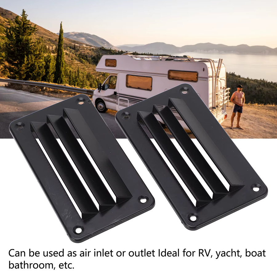 DOACT RV-Entlüftungsgitter Set mit Lamellen in Schwarz, 2 Stück für Boot, Yacht, Wohnmobil und Zuhause - Bild 5