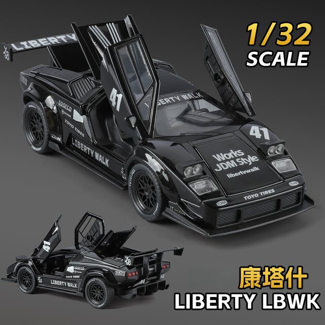 WELLY Countach LIBWK Simulation Automodell, 1:32, Metall, Schwarz - Bild 1