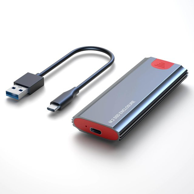 Kebidumei M.2 NVMe & SATA SSD Gehäuse in Grau mit 10Gbps USB 3.1 Typ-A zu Typ-C Anschluss - Bild 1