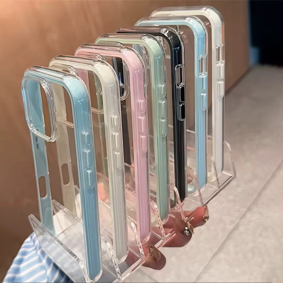 Transparente Silikon-Schutzhülle für Apple iPhone 17, 16, 15, 14, 13, 12, 11 Pro Max Plus mit Stoßstangen-Rückseite - Bild 2