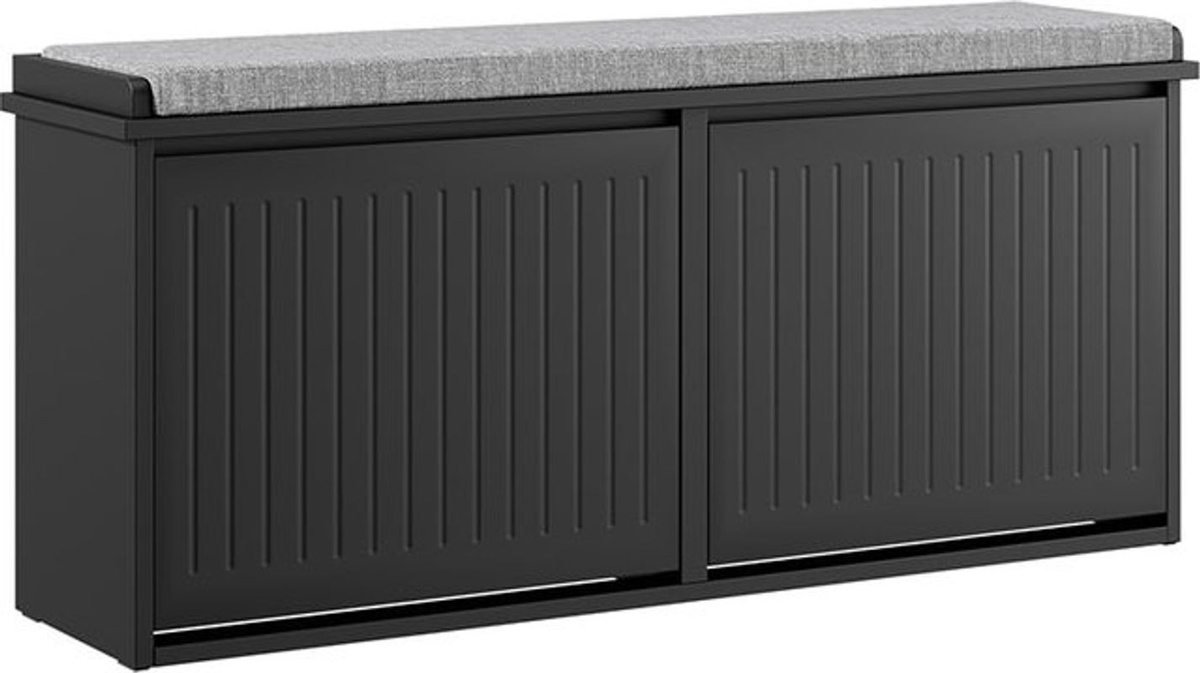 SoBuy Schuhbank Modern mit 2 Drehtüren in Anthrazit Grau B/T/H: 100 x 26 x 46 cm - Bild 1