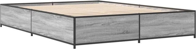 vidaXL Bettgestell aus Holzwerkstoff und Metall in Grau Sonoma, B/T/H: 138 x 190 x 29 cm - Bild 1