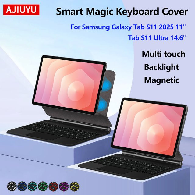 Magnetische Tastatur mit Trackpad für Samsung Galaxy Tab S11 Ultra 14,6 Zoll und Tab S11 11 Zoll 2025 Schutzhülle in Schwarz oder Weiß - Bild 1