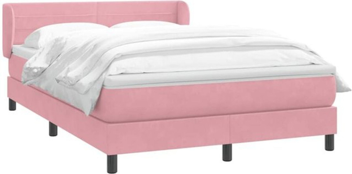 vidaxl Boxspringbett mit Matratze aus Samt in Rosa, B/T/H: 140 x 220 cm - Bild 1