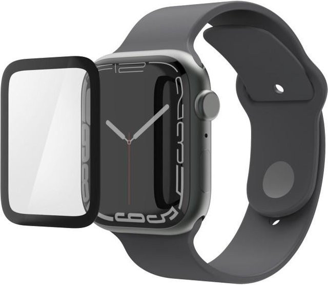 Displayschutz Super Hybrid für Apple Watch 7/8/9, 41 mm, Schwarz und Transparent mit Montagehilfe - Bild 1