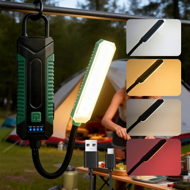 AMARYLLIS Wiederaufladbare Magnetische LED-Arbeitsleuchte mit 360 Grad Beleuchtung und flexiblem Schwanenhals in Schwarz - Bild 1