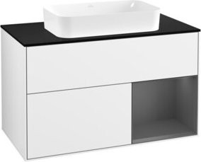 V&B Waschtischunterschrank Finion mit Wandbeleuchtung in Weiß glänzend lackiert, B/T: 100 x 60,3 cm - Bild 1