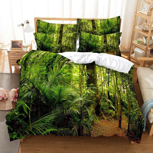 Binchi Outdoor Product Bettwäsche-Set Magischer Wald mit 3D-Digitaldruck, Grün, 3-teilig, B/H: 140 x 200 cm - Bild 1