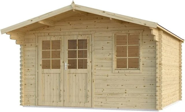 Finn Art Blockhaus Norwegen 16 Gartenhaus in Beige mit 40mm Wandstärke und 18mm Fußboden - Bild 1