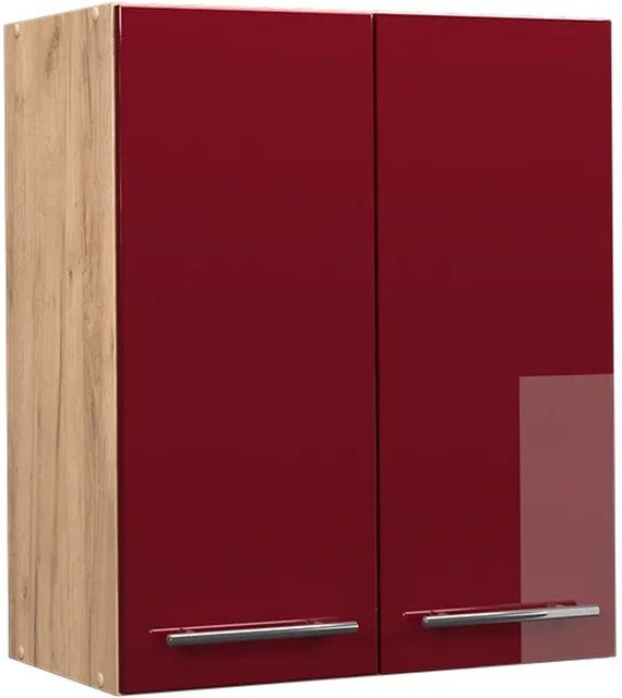 Vicco Hängeschrank Fame-Line Küchenschrank in Eiche Rot Bordeaux Hochglanz mit Softclose-Scharnieren und Einlegeboden, Breite: 60 cm - Bild 2