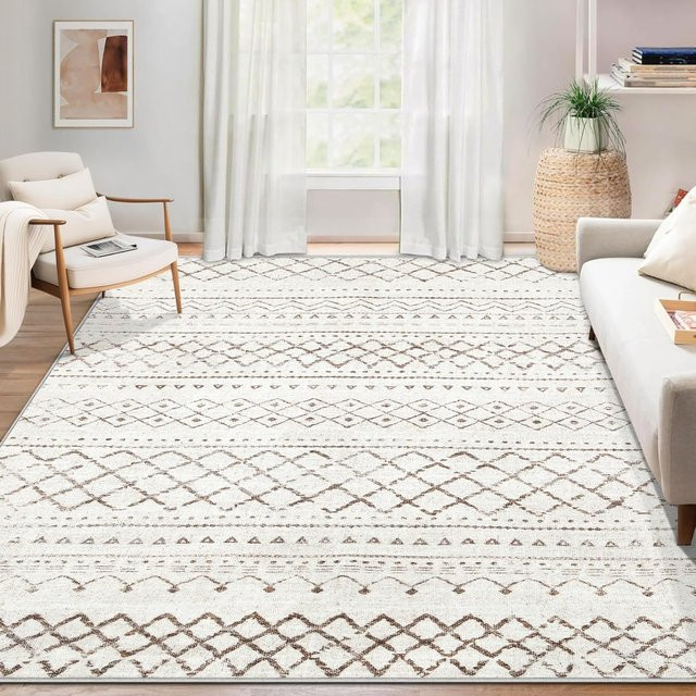 Karpetti Teppich in Weiß, modern und ethnisch im Design, wasserdicht und schmutzabweisend, B/T: 180 x 200 cm - Bild 1