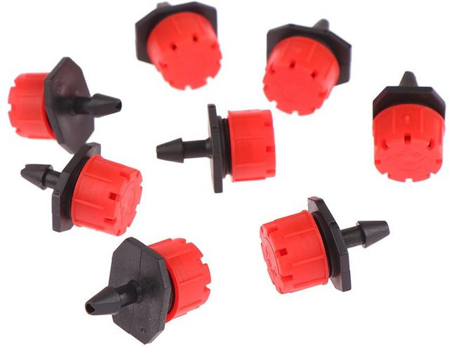 Family Circle 50 Stück Gartenbewässerungsdüsen mit verstellbaren Tropfern, 1/4 Zoll, Rot - Bild 1