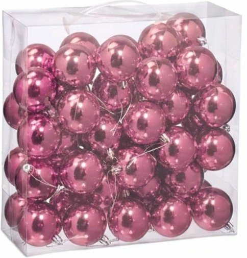 Relaxdays Weihnachtskugeln Set in Rosa, glänzend aus Kunststoff, 50er Packung, Durchmesser: 6 cm, Höhe: 7 cm - Bild 1