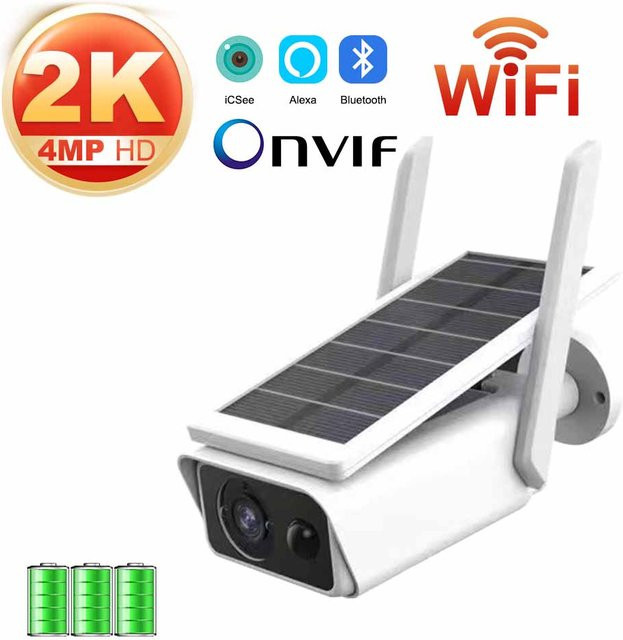 DDBROUGEN Solar Kamera Wifi Outdoor Wasserdicht mit PIR Bewegungsmelder Nachtsicht und Akkubetrieb in Weiß - Bild 1