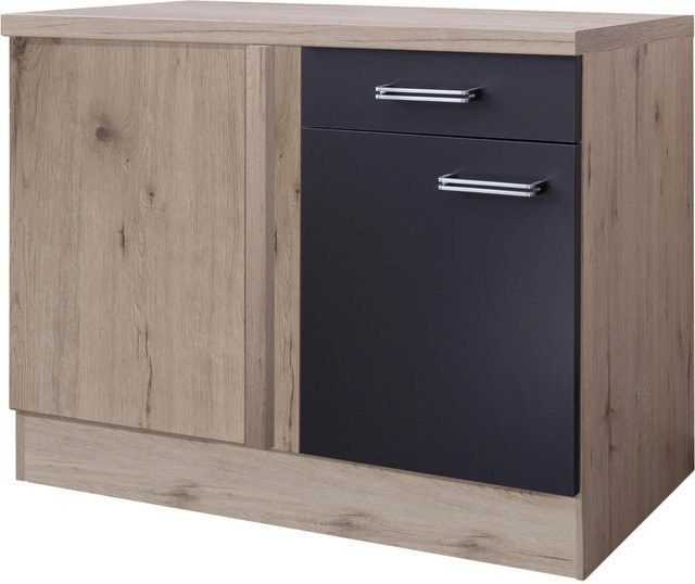 Flex-Well Eck-Unterschrank Lara Küchenschrank in Anthrazit und Eiche hell Nachbildung B/T: 110 x 60 cm - Bild 1