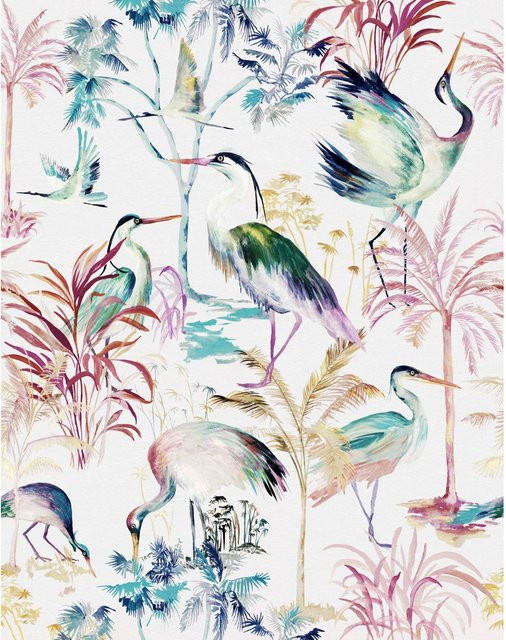Marburg Fototapete Smart Art Gallery Floral Modern in Grau und Multicolour, B: 212 cm, H: 270 cm - Bild 1