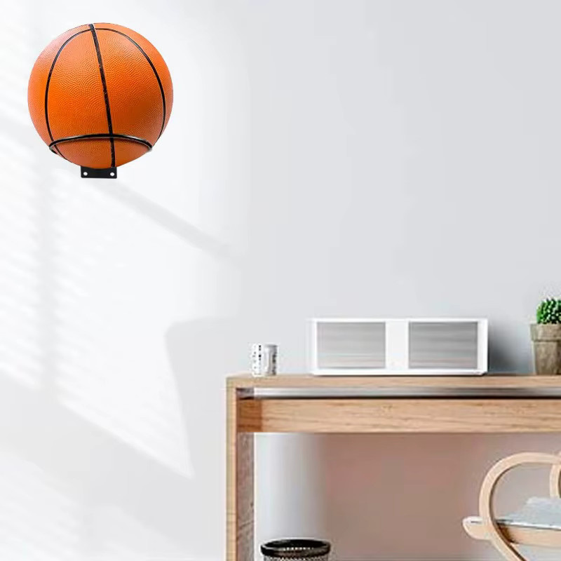 Ninth World Wandregal aus Metall für Fußball und Basketball als platzsparende Dekoration in Schwarz - Bild 2