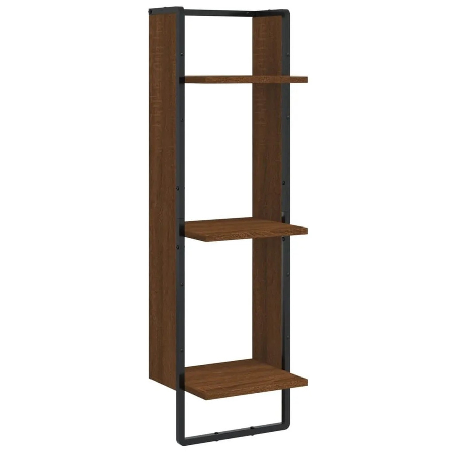 vidaXL Wandregal mit 3 Fächern in Eiche Braun aus Holzwerkstoff und Metall, B/T/H: 30 x 25 x 100 cm - Bild 2