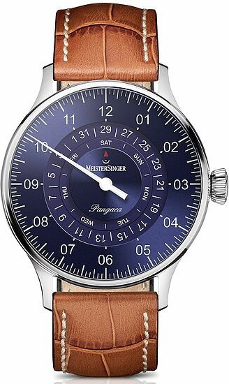 Meistersinger Armbanduhr Automatic, Edelstahl, Blau, Leder, Herren - Bild 1