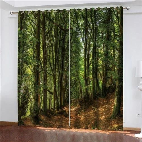 Verdunkelungsvorhang Yiran Furniture mit grünem Baummuster und Naturmotiv, Breite: 80 cm, Höhe: 185 cm - Bild 1