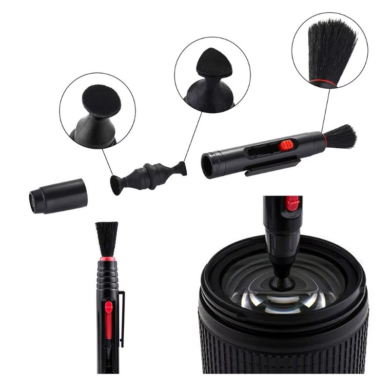 6-in-1 Kamera-Reinigungsset mit Luftgebläse, Objektivpinsel und Reinigungsstift für DSLR, Sensoren und Tastaturen in Schwarz - Bild 3