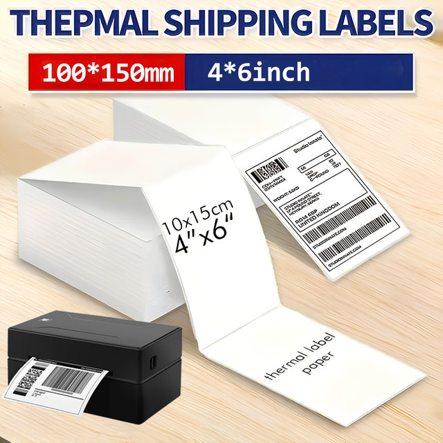 Marklife Thermodruckerpapier Weiße Versandetiketten Aufkleber B/H: 10 x 15 cm für DHL UPS Express und Barcodes kompatibel mit P50 D100 D200 - Bild 1