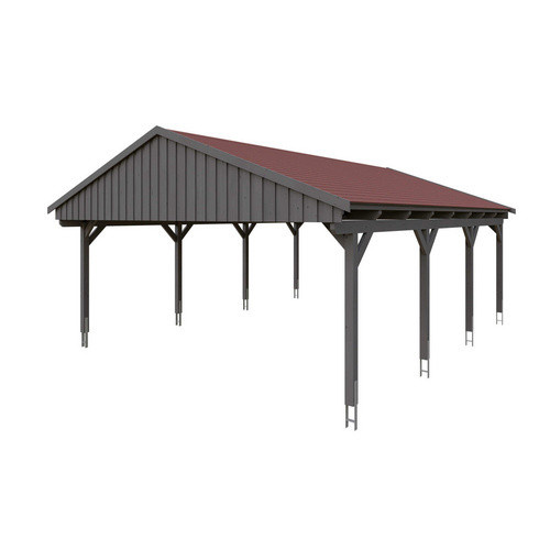 Skan Holz Carport Fichtelberg aus Fichte Leimholz in Grau mit spitzer Dachform, B/T: 618 x 808 cm, Höhe: 362 cm - Bild 4
