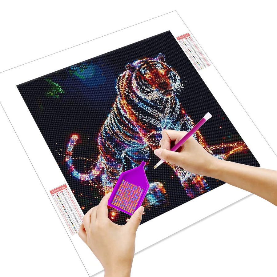 Huacan Rundes Diamantgemälde Tiger Mosaik Tierkunst in Mehrfarbig - Bild 2