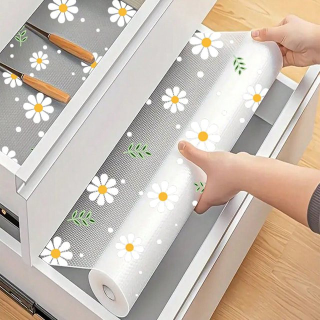 Daisy Eva Regaleinlage für Küchenschränke, gelb, rutschfest, wasserdicht und ölbeständig, 1 Rolle - Bild 1