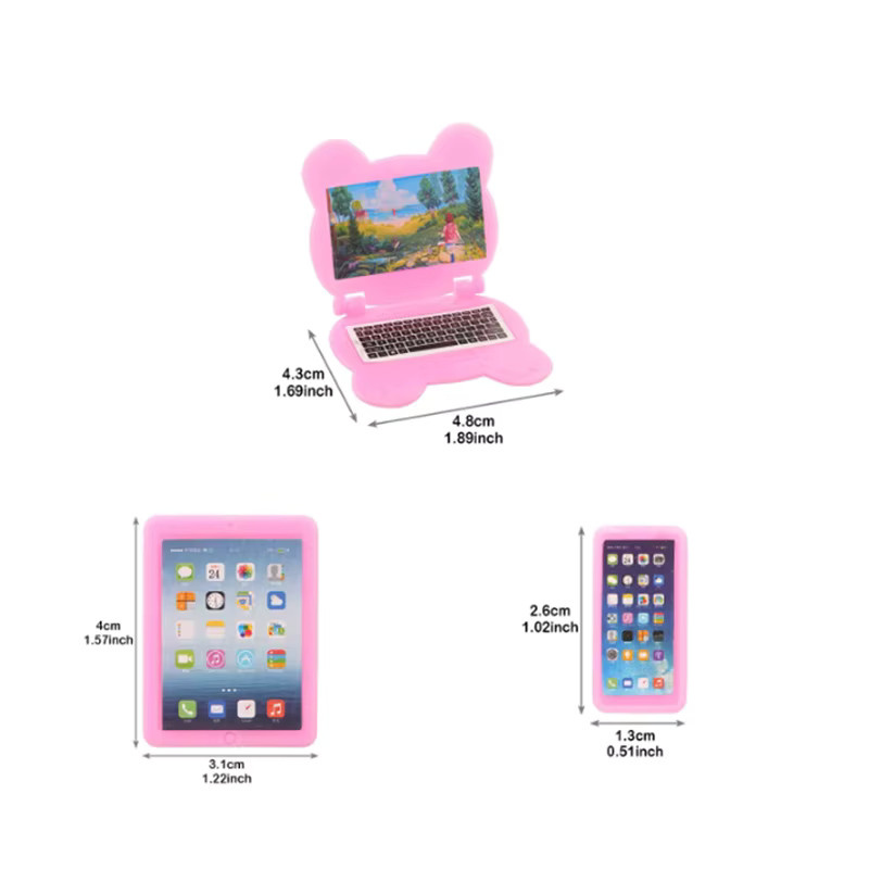 KIEKA Puppenhaus-Miniatur-Set, Computer-, iPad- und Handy-Accessoires, 3-teiliges Set - Bild 4