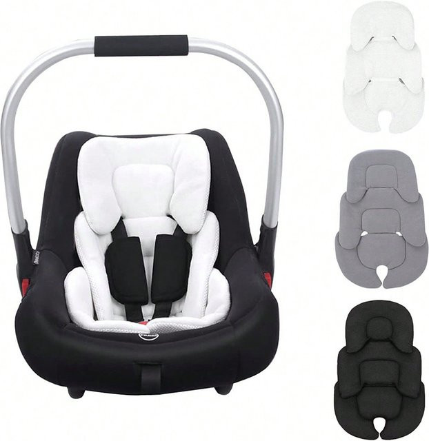 Baby Kinderwagen Sitzpad aus Baumwolle in Grau als universelle Matratze für Auto-Sitzkissen und Infant Warenkörbe - Bild 1