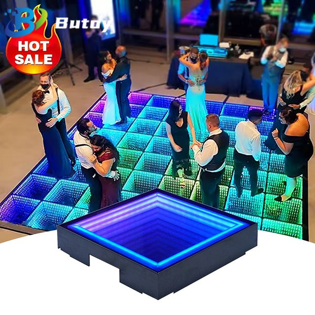 Professionelle RGB 3D Spiegel Stehleuchte mit DMX-Steuerung, LED Dance Effekt Panel Bodenfliese in Schwarz für DJ, Disco, Club und Party - Bild 1