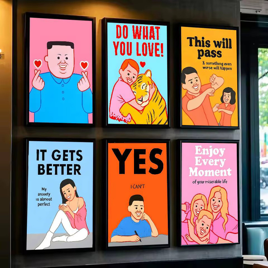 Lustige Posterkunst J-Joan C-Cornella in Multicolor, rechteckiges Wandbild für Wohnzimmer und Schlafzimmer, ohne Rahmen - Bild 2