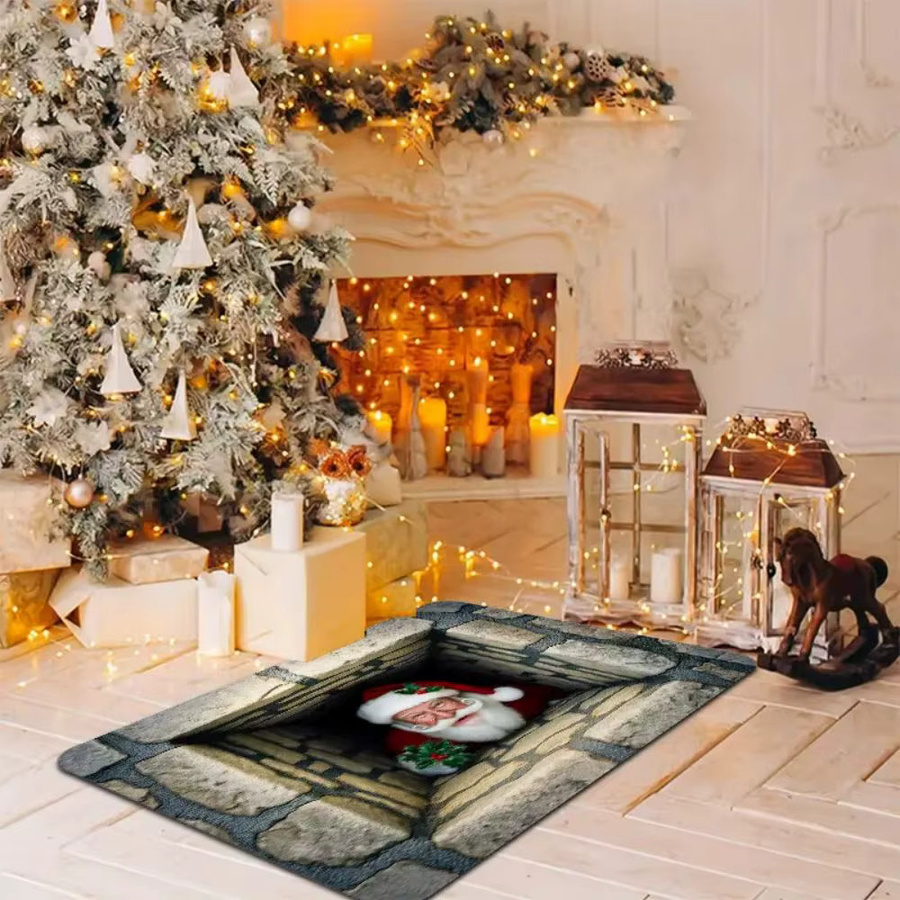 VIKAMA 3D-Weihnachtsmann-Haus Bodenmatte für Innen und Außen, wetterfeste Willkommensmatte in Mehrfarbig, B/T: 80 x 50 cm - Bild 4