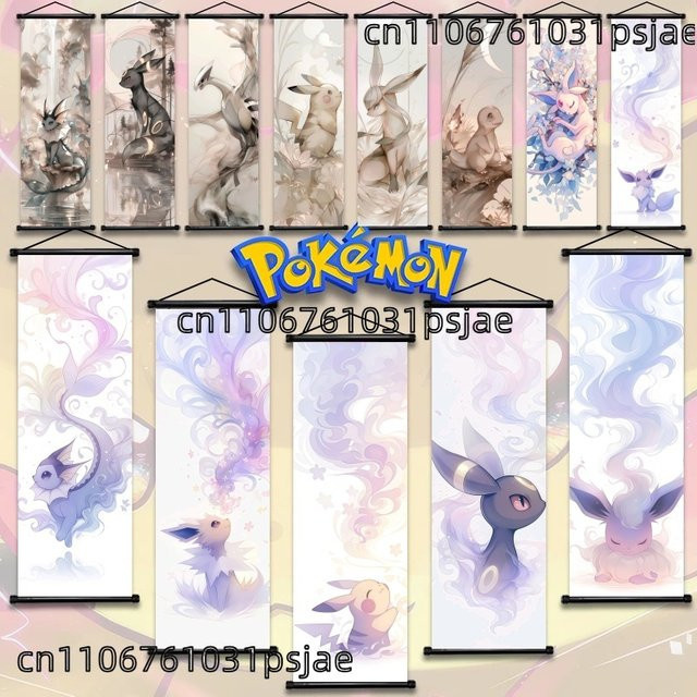 TAKARA TOMY Pokémon Wanddekoration Scroll mit Eevee, Pikachu, Squirtle, Bulbasaur und Charmander in Multicolor - Bild 1