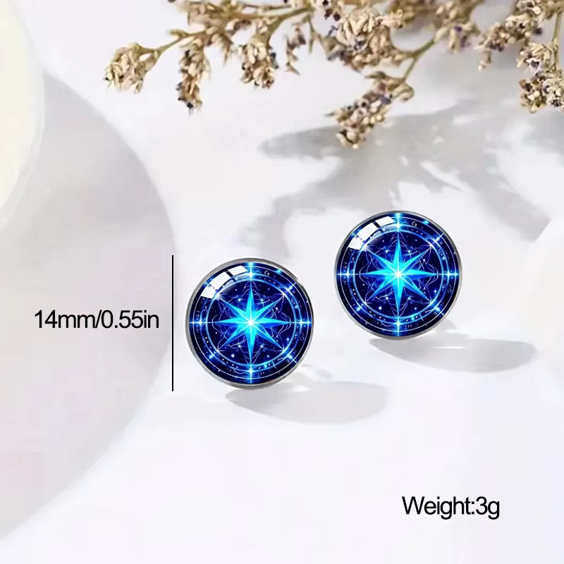 konminry Ohrringe Edelstahl, blau, Herren - Bild 4