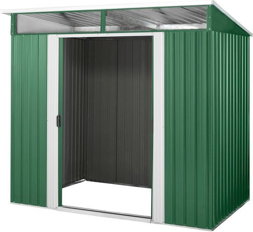 Pergart Gerätehaus Lübeck 86 aus Metall in Weiß, B/H/T: 238 x 203 x 194 cm - Bild 1