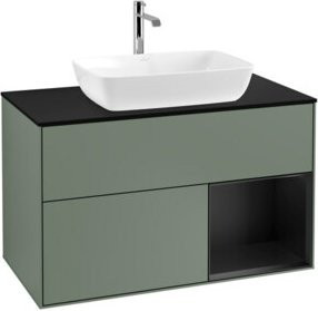V&B Waschtischunterschrank Finion 100 in Blau Lackiert mit Regal, Breite: 100 cm, Tiefe: 50,1 cm, Höhe: 50,1 cm - Bild 1