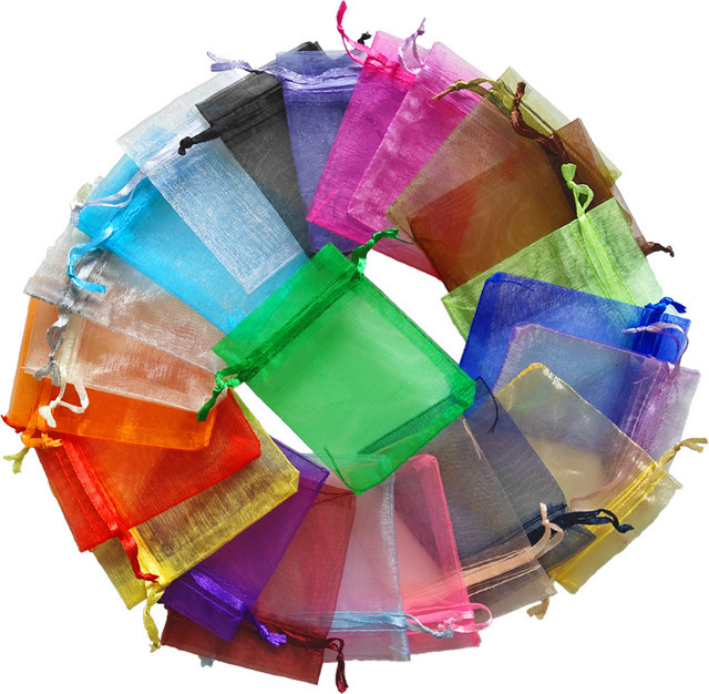 Mehrfarbige Organza Geschenkbeutel mit Kordelzug für Schmuck und Süßigkeiten zur Hochzeit - Bild 1