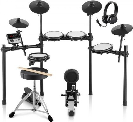 VEVOR E-Drum Set mit 32 Drum Kits, 480 Sounds und USB MIDI Unterstützung, Elektrisches Schlagzeug in Schwarz mit Mesh-Snare, 10 Becken und Zubehör für Anfänger und Erwachsene - Bild 1
