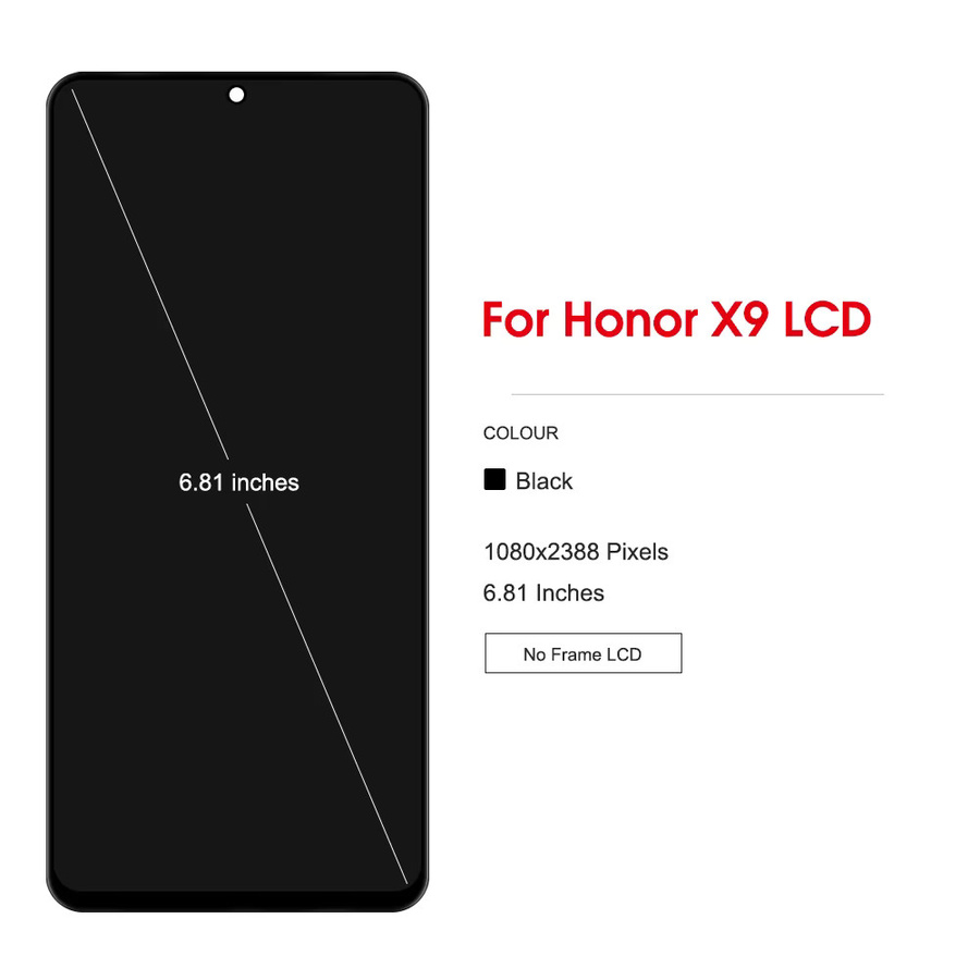 Honor X9 5G und X9 4G Ersatz-LCD-Bildschirm mit Touchscreen Digitalisierer Baugruppe und Rahmen, Farbe: Schwarz, 6.81 Zoll - Bild 3