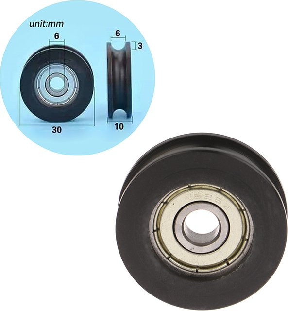 JETTING U-Nut-Rollenriemenscheibe mit 626-Stahllager und beschichteter U-Form in Schwarz für Schiebetürfenster - Bild 1