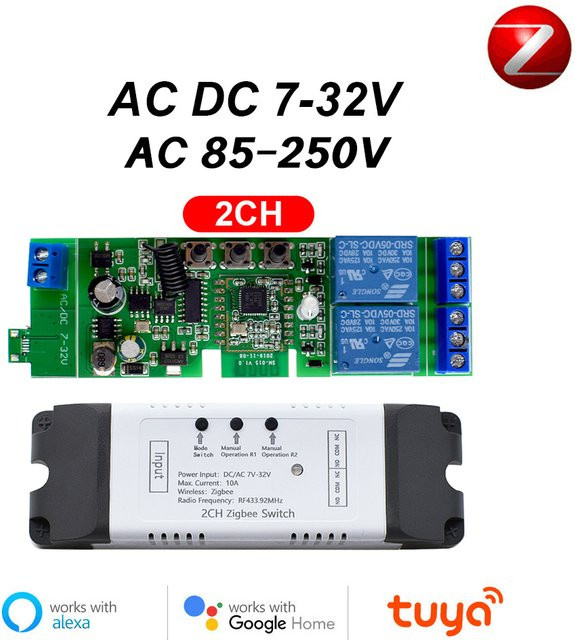Tuya Zigbee Smart Home Relais mit Trockenkontakt und Timer-Funktion für Motor Module, kompatibel mit Alexa und Sprachsteuerung, 12V 24V 220V - Bild 1