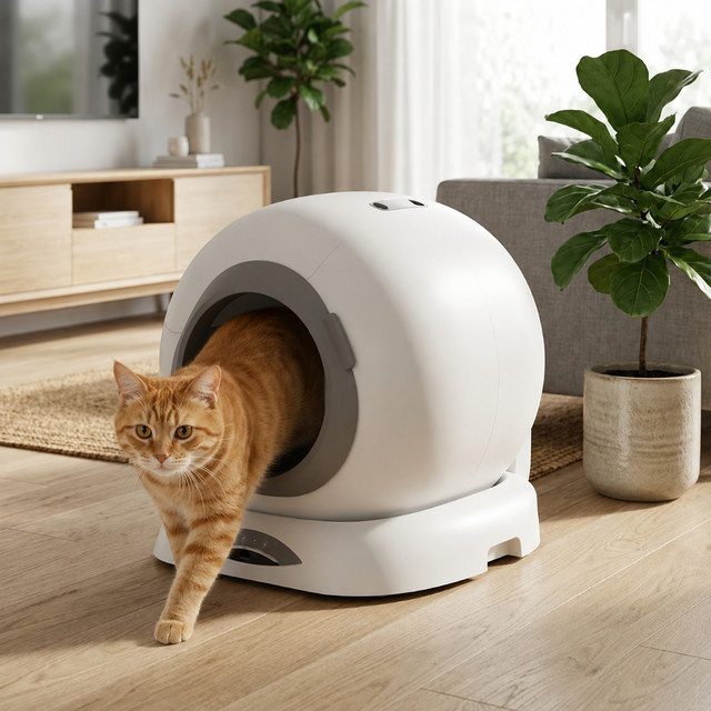 MIAOERDUO Automatische Katzentoilette mit App-Steuerung, selbstreinigendes Smart Pet WC, Weiß, 65L - Bild 1
