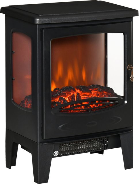 Elektrischer Kamin HOMCOM mit Flammeneffekt und 3 offenen Seiten, Schwarz, B/T/H: 39 x 26 x 54,8 cm - Bild 1