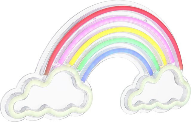 Globo Neon-Wandlampe Weiß mit RGB-Regenbogen-Effekt und LED, B/H: 40 x 20 cm - Bild 1
