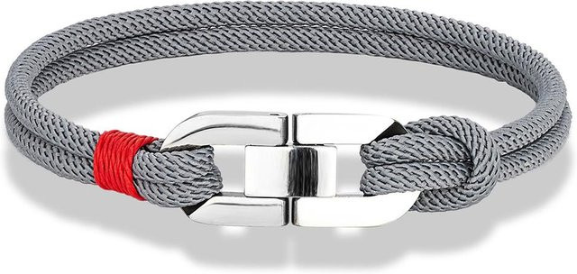 YULIN Armband, Doppelstrang Geflochtenes Seil, Edelstahl, grau, 23cm, Unisex - Bild 1