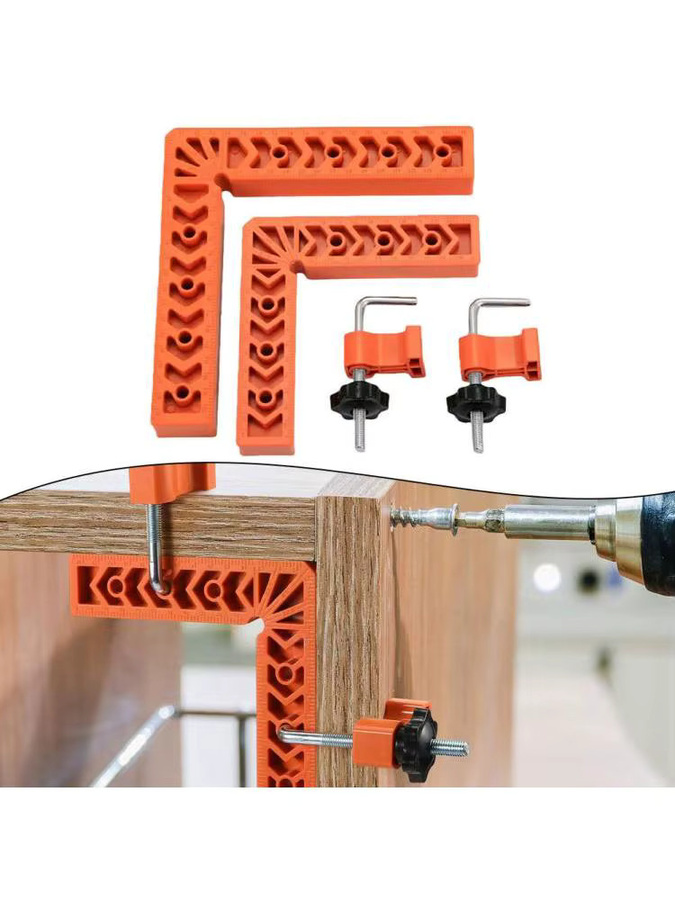 VIBRATITE Rechtwinklige Fixierklammern 90 Grad L-förmige Positionierwinkel in Orange für die Holzbearbeitung - Bild 2