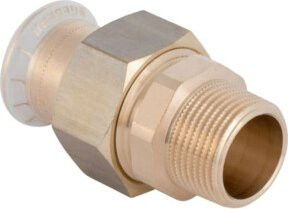 Geberit Mapress Übergangsverschraubung aus Rotguss mit Außengewinde, Durchmesser: 15 mm, Gewinde: R 3/4, Farbe: Silber/Gold - Bild 1